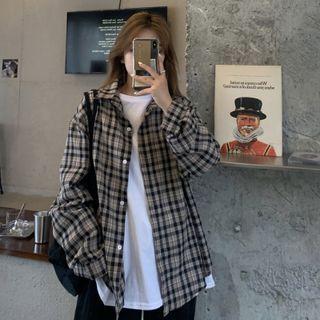 Plaid Shirt / Short-sleeve Plain T-shirt
