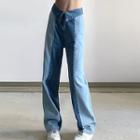 High Waist Two Tone Loose Fit Jeans