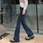 Asymmetrical High-waist Bell-bottom Jeans