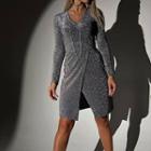 Slit Long-sleeve Mini A-line Dress
