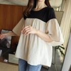 Two-tone Shirred Blouse