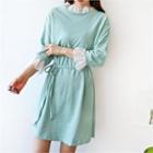 Lace-trim T-shirt Dress With Sash