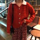 Collared Cardigan Red - One Size