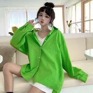 Plain Shirt Shirt - Green - One Size