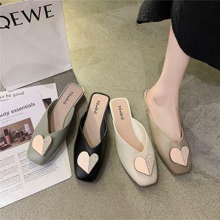 Rhinestone Heart Mules