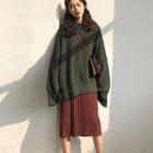 Plain Sweater/ Straight Cut Midi Skirt / Set