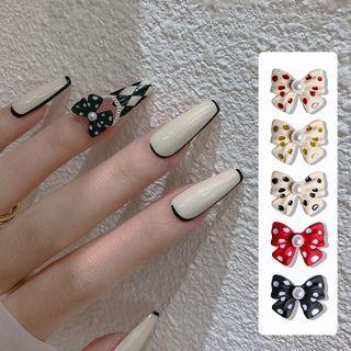 Polka Dot Faux Pearl Bow Resin Nail Art Decoration