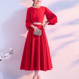 Open-front A-line Midi Cocktail Dress