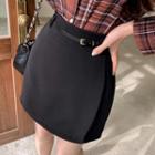Belted H-line Mini Wrap Skirt