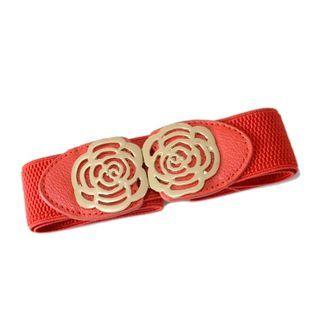 Flower Buckled Wide Belt