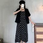 Sleeveless Star Print Midi Dress / Short-sleeve Plain Cropped Blazer