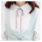 Flap-front Textured Blouse With Tie