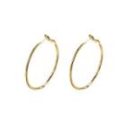 Fashion Simple Plated Gold Circle Earrings Golden - One Size