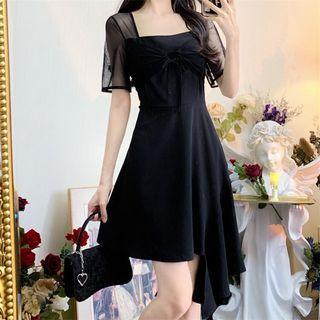 Square Neck Irregular Mini A-line Dress