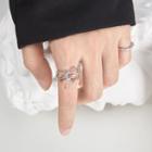 Spider Moonstone Alloy Open Ring Silver - One Size