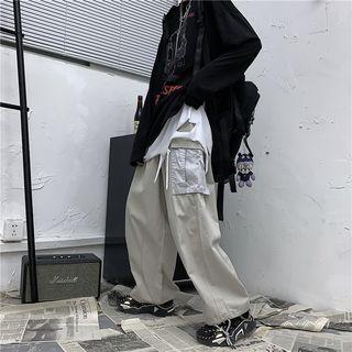 Drawstring Hem Side-pocket Cargo Pants