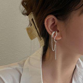 Chained 925 Sterling Silver Cuff Earring