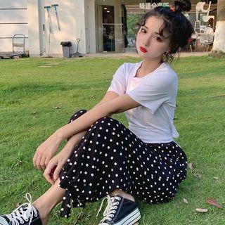 Short-sleeve Back-tie T-shirt / Harem Pants
