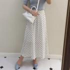 Dot Print Midi A-line Skirt White - One Size