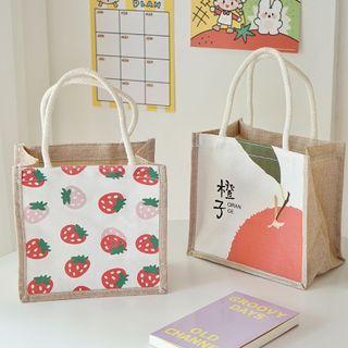 Fruit Print Linen Cotton Tote Bag