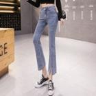 Mid Rise Washed Crop Bootcut Jeans