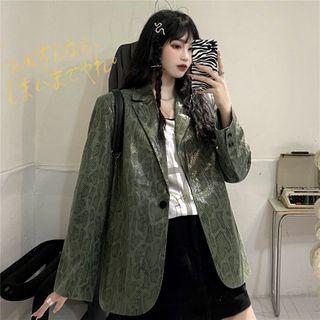 Snake Print Single-button Blazer