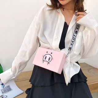 Faux Leather Crossbody Box Bag Pink - One Size
