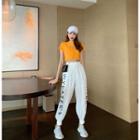 Lettering Short-sleeve Cropped T-shirt / Lettering Harem Pants
