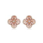 Fashion Simple Plated Rose Gold Four-leafed Clover Stud Earrings With Cubic Zirconia Rose Gold - One Size