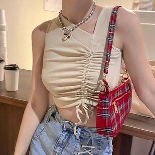 Asymmetrical Drawstring Cropped Tank Top
