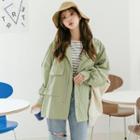 Plus Size Stand-collar Military Jacket