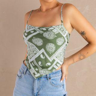 Open Back Printed Camisole Top