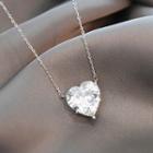Cz Heart Necklace Silver - One Size