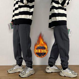 High-waist Plain Fleece Sweatpants