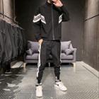 Set: Lettering Zip Jacket + Cropped Harem Pants