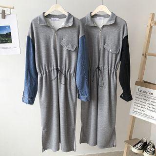 Denim Stitching Sweatshirt Dress
