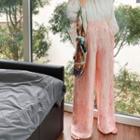 Band-waist Dyed Wide-leg Pants