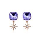 925 Sterling Silver Fashion Elegant Star And Geometric Sqaure Earrings With Purple Austrian Element Crystal Silver - One Size