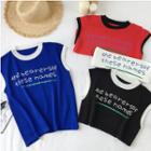 Lettering Knitted Tank Top