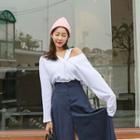 Strappy V-neck Drop-shoulder T-shirt