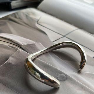 Wavy Sterling Silver Open Bangle Sl0706 - Silver - One Size