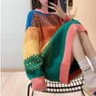 Color Block Oversize Long-sleeve Knit Dress