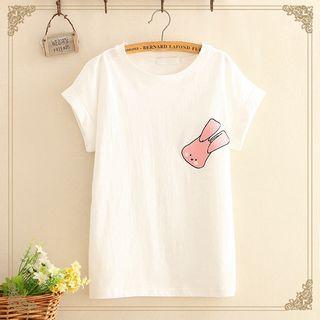 Cat/ Rabbit Print Short-sleeve Top