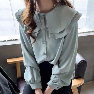 Long-sleeve Ruffle Collar Blouse