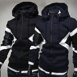 Faux Leather Panel Hoodie