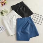 Faux Leather Asymmetric Hem Mini A-line Skirt