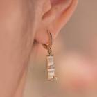 Bamboo Faux Cat Eye Stone Sterling Silver Dangle Earring 1 Pair - Gold - One Size