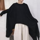 Asymmetric Hem Sweater Black - One Size