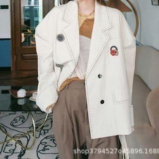 Contrast Stitching Double-breasted Jacket