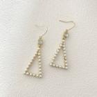 Triangle Faux Pearl Rhinestone Dangle Earring 1 Pair - Gold & White - One Size